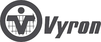 Vyron logo: circular emblem with a stylized V and grid, followed by the Vyron wordmark.
